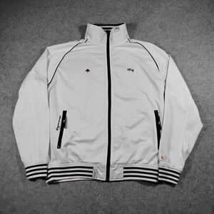 LRG Roots and Equipment Men's Track Jacket Large White Black Zip Up Embroidered